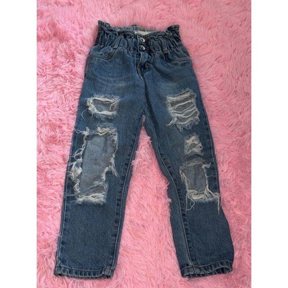 Distressed Blue Denim Jeans